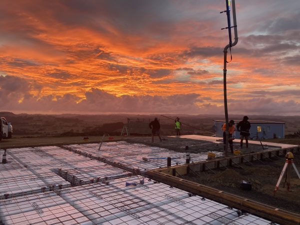 Rain coming while laying concrete
