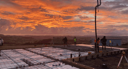 Rain coming while laying concrete