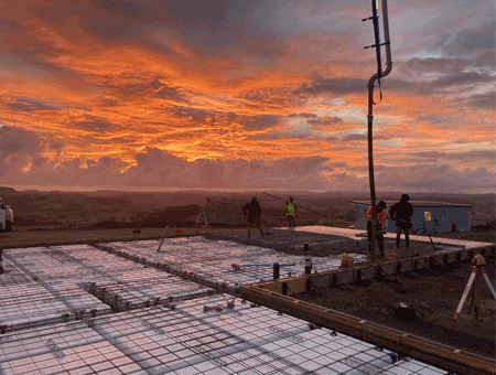 Rain coming while laying concrete