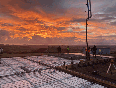 Rain coming while laying concrete